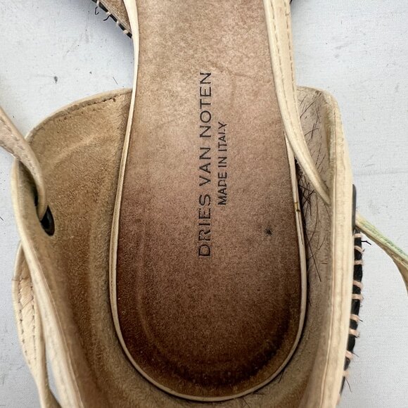 Dries Van Noten Ivory Leather Lace Up Espadrille Flats 35 - Picture 8 of 12